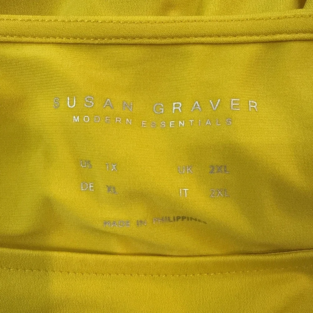 Susan Graver Blouse, Size 1X, Yellow, 3/4 Sleeves, Casual, Workwear, QVC - Picture 4 of 6